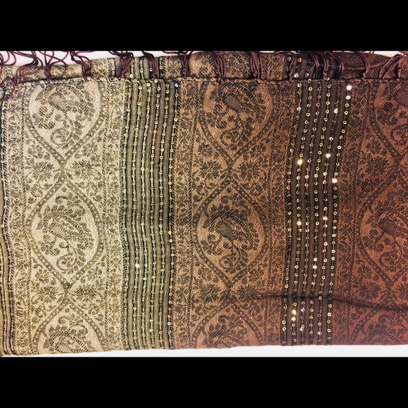 Cejon Brown/Tan Ombré Scarf with Sequin Detail - Picture 3 of 4